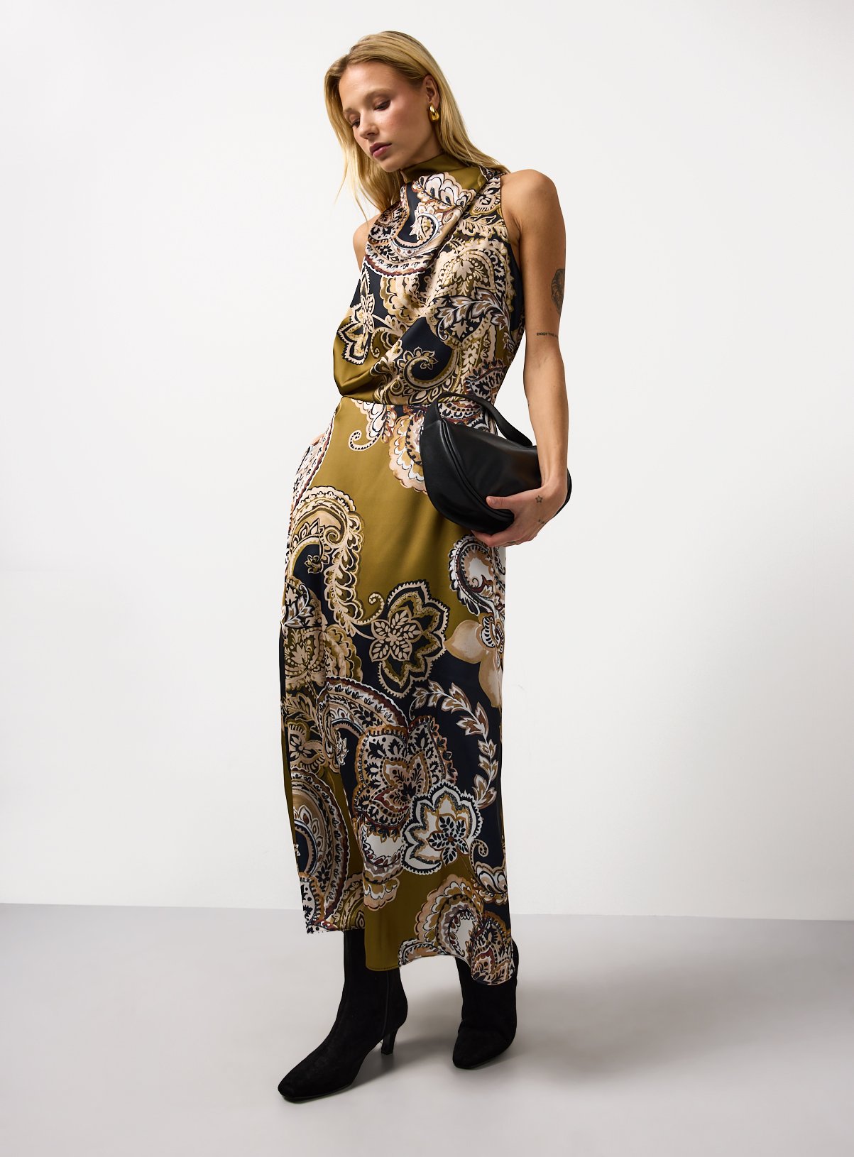 Paisley Print Satin Halter Neck Dress 20 - Image 2 thumbnail